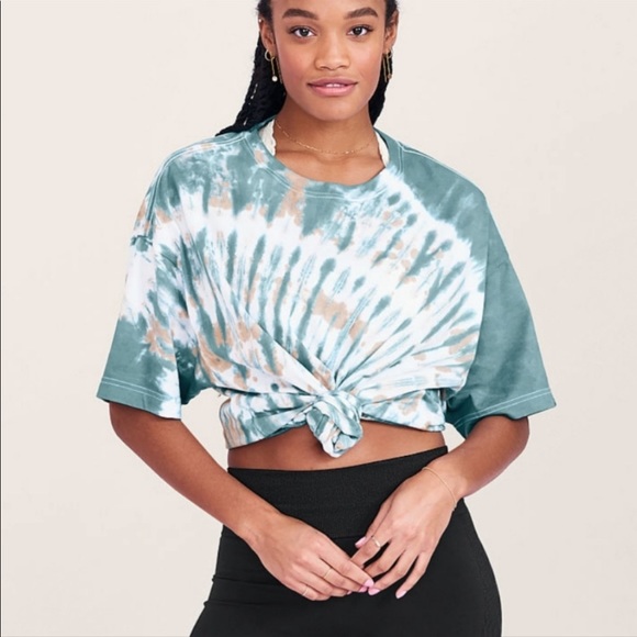 PINK Victoria's Secret Tops - PINK Victoria’s Secret Tie Dye Campus T-shirt Green One Size